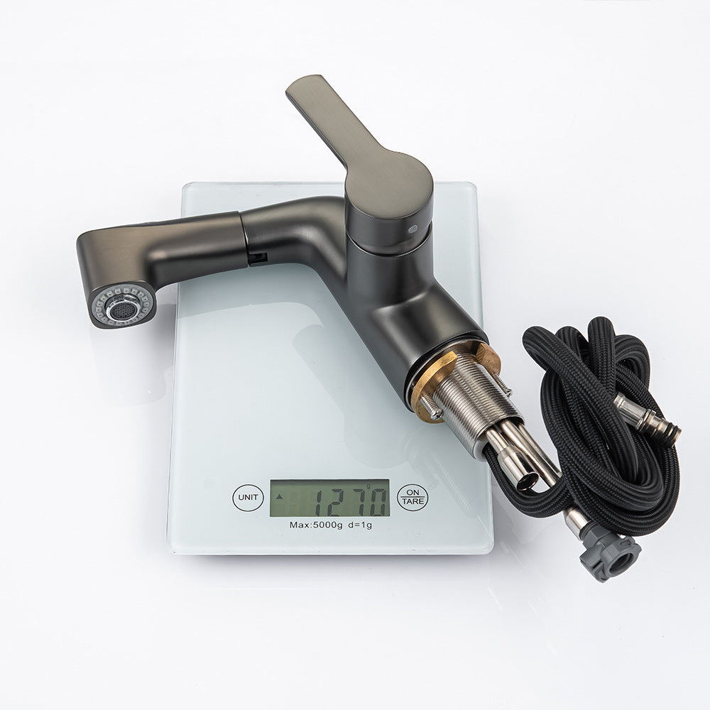 Eumtenr Full Brass Hot and Cold Water Pull Down Bathroom Faucet