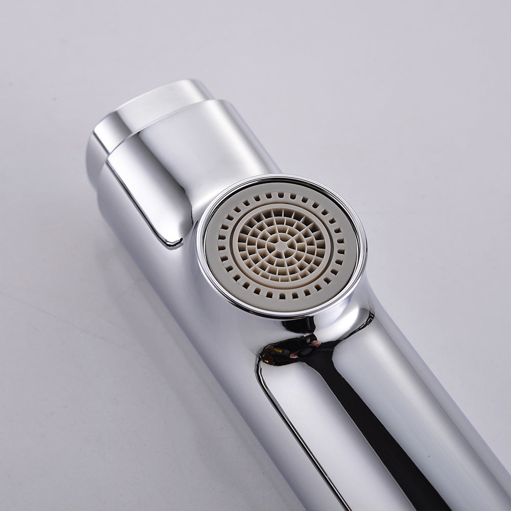 Full Brass Hot and Cold Water Lifting and Pull Down Bathroom Faucet