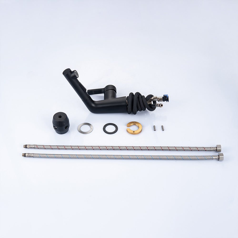 Eumtenr Full Brass 1.5 GPM Hot and Cold Water Pull Down Bathroom Faucet