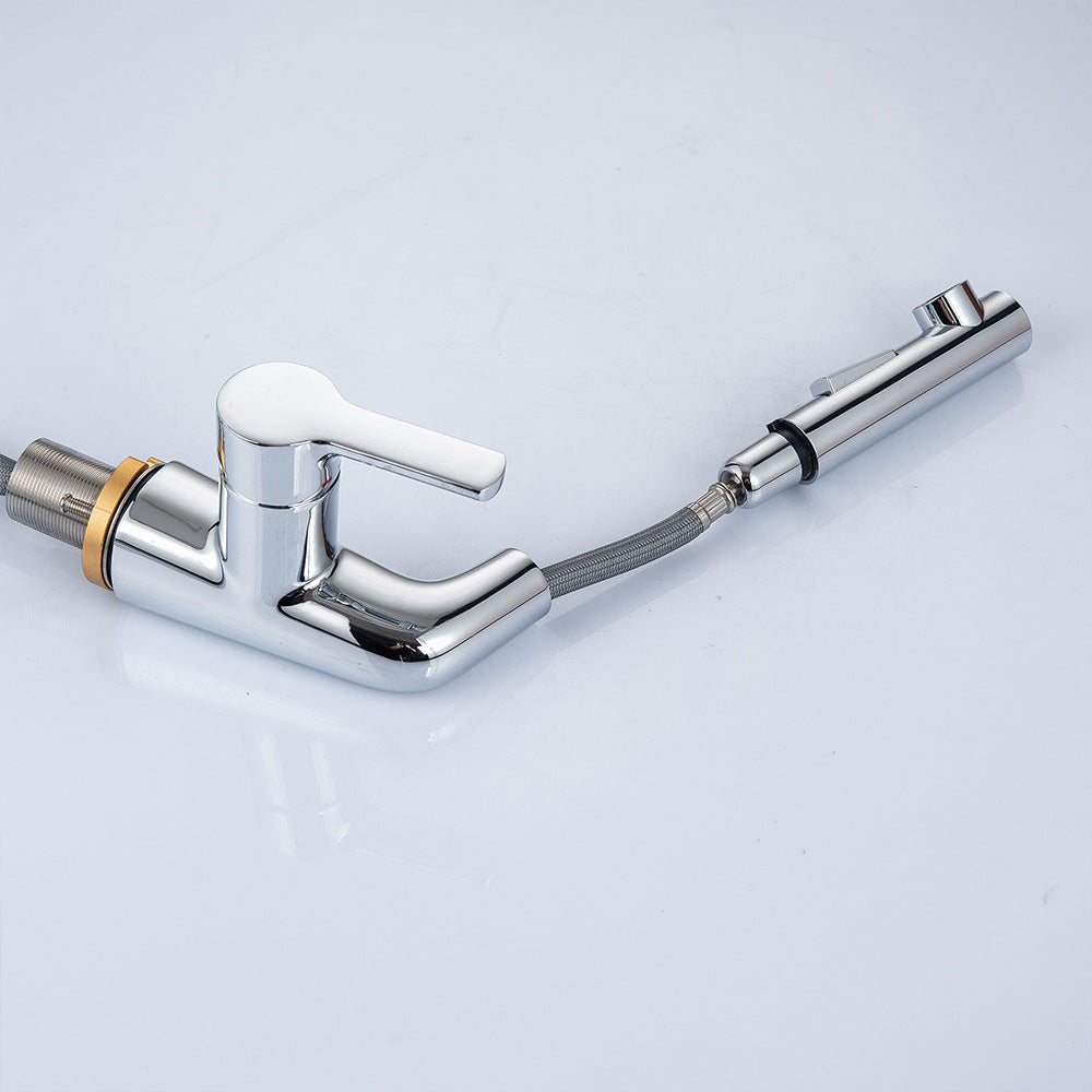 Eumtenr Full Brass 1.5 GPM Hot and Cold Water Pull Down Bathroom Faucet