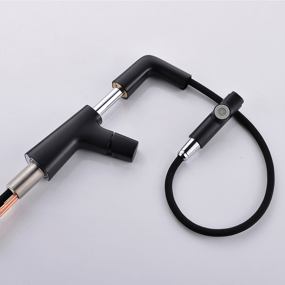 Full Brass Hot and Cold Water Lifting and Pull Down Bathroom Faucet