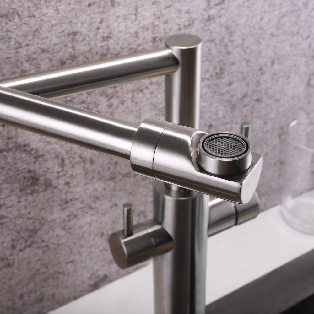 Full Brass Folding Dual Purpose Kitchen Faucet for Water Purification