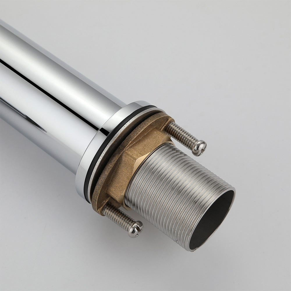 Brass Cylindrical Single Handle Hot and Cold Bathroom Basin Faucet