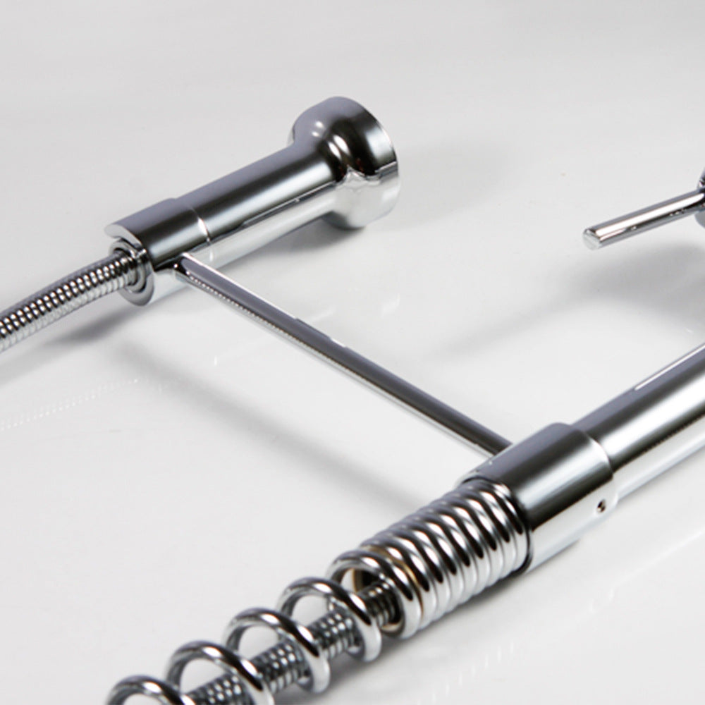 Eumtenr Commercial Stainless Steel Single Handle Single Hole Pull Down Sprayer Kitchen Sink Faucet