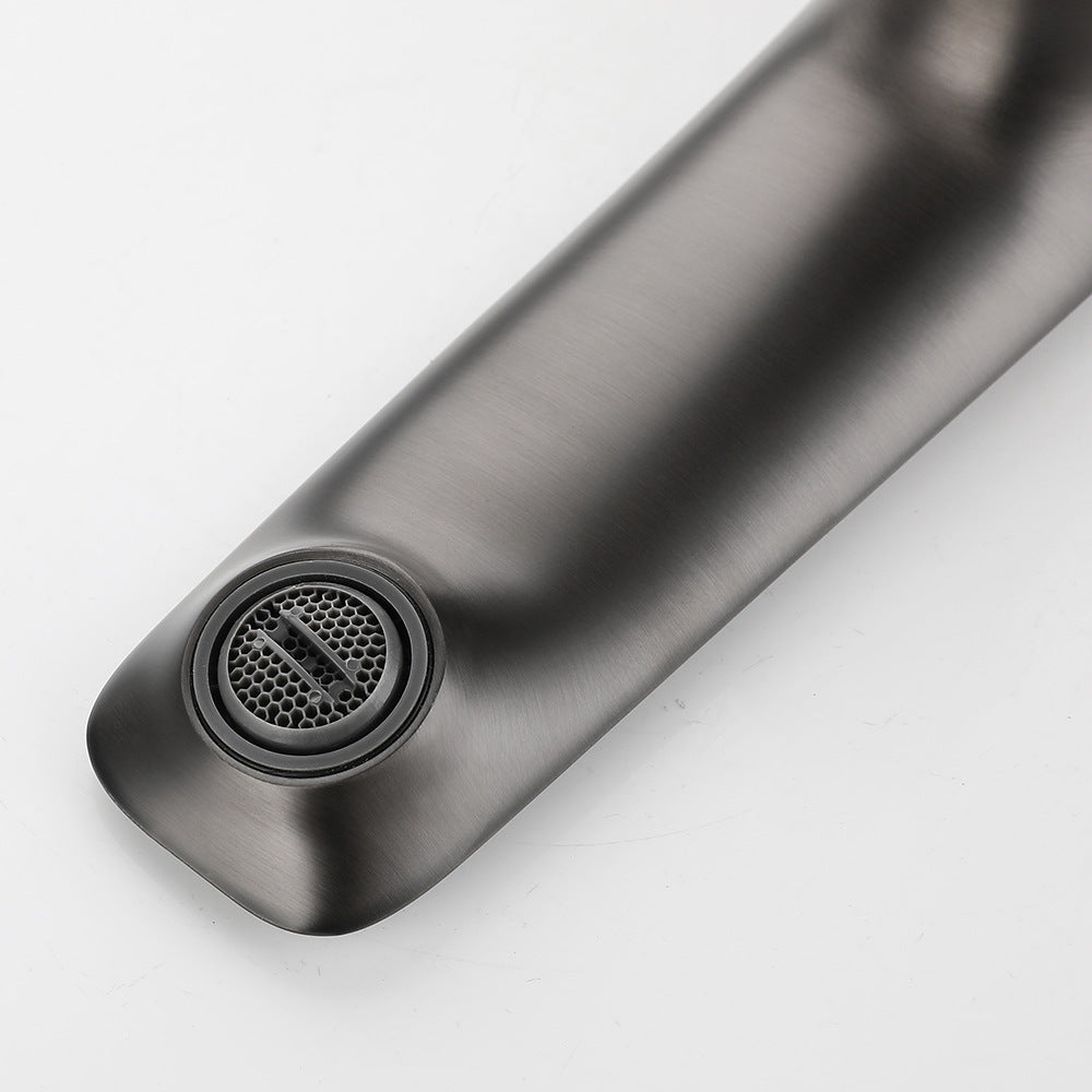 All Brass Modern Cold and Hot Water Dual Switch 3 Hole Bathroom Basin Faucet