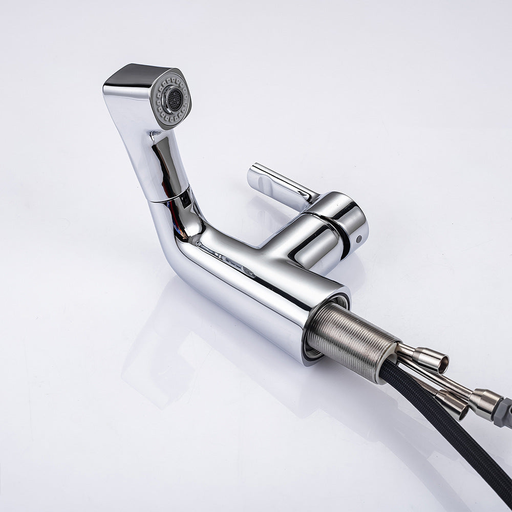 Eumtenr Full Brass Hot and Cold Water Pull Down Bathroom Faucet