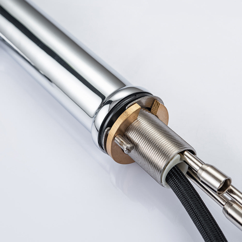 Full Brass Hot and Cold Water Multi-Function Pull Down Bathroom Countertop Basin Bathroom Faucet