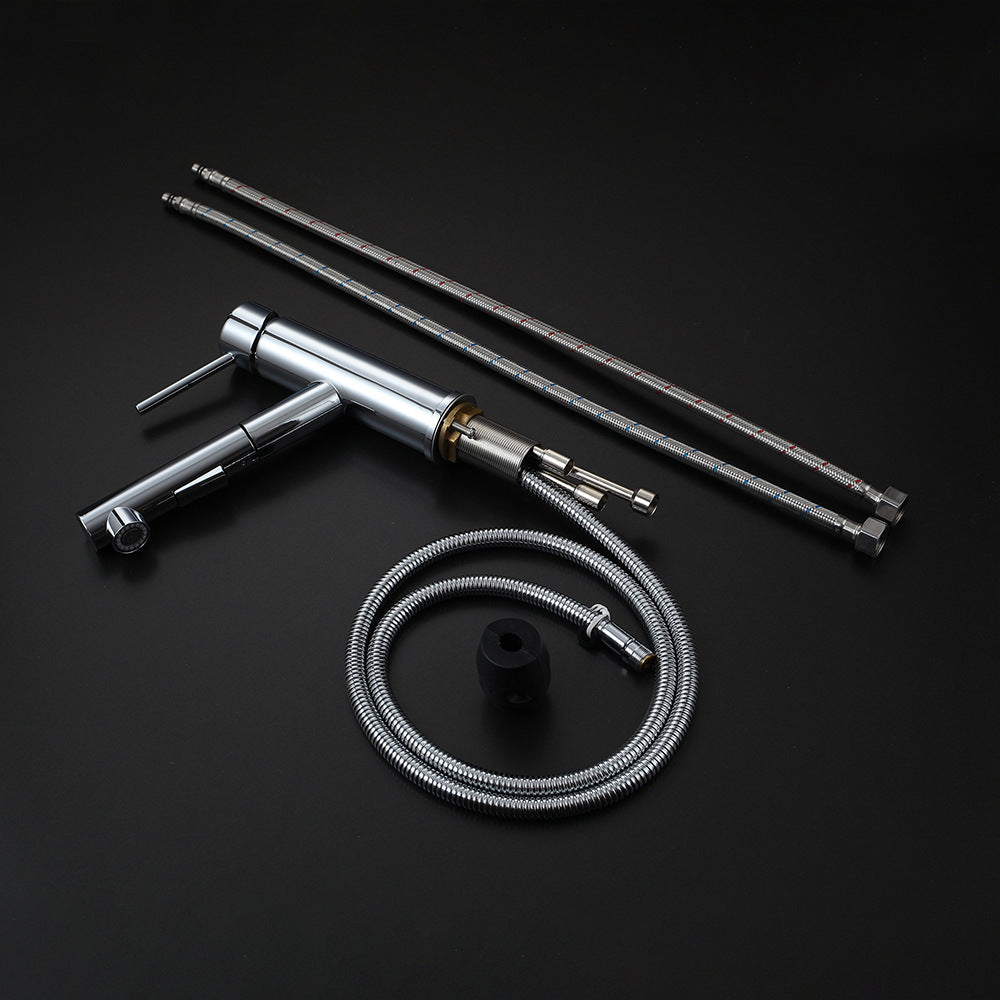 Eumtenr 1.5 GPM Minimalist Bathroom Cold and Hot Pull-Out Faucet