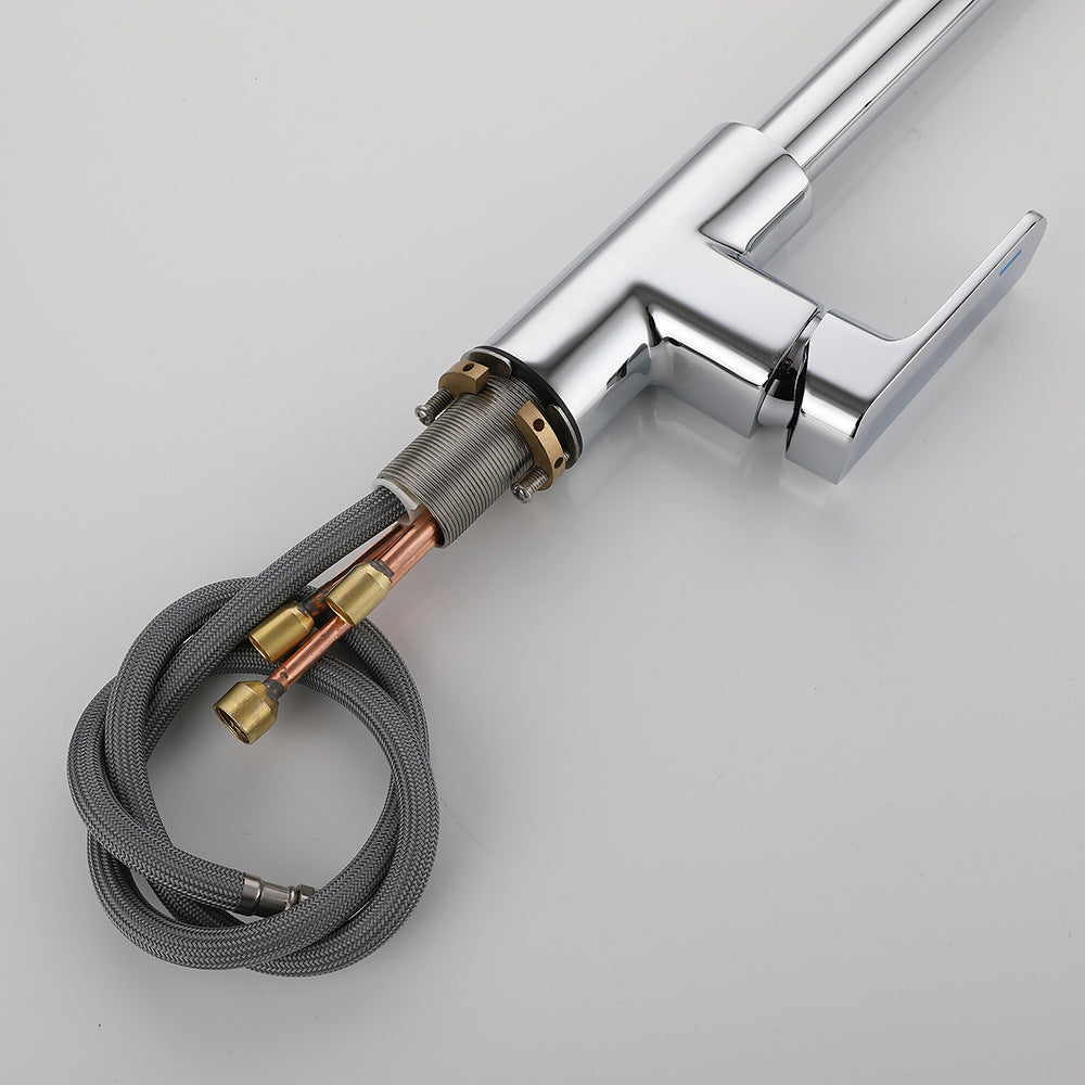 Eumtenr All Brass Cold and Hot Single Hole Pull Down Sprayer Single Control Kitchen Faucet