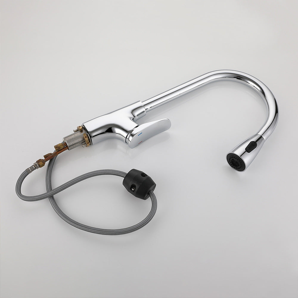 Eumtenr All Brass Single Hole Pull Down Sprayer Single Control Kitchen Faucet