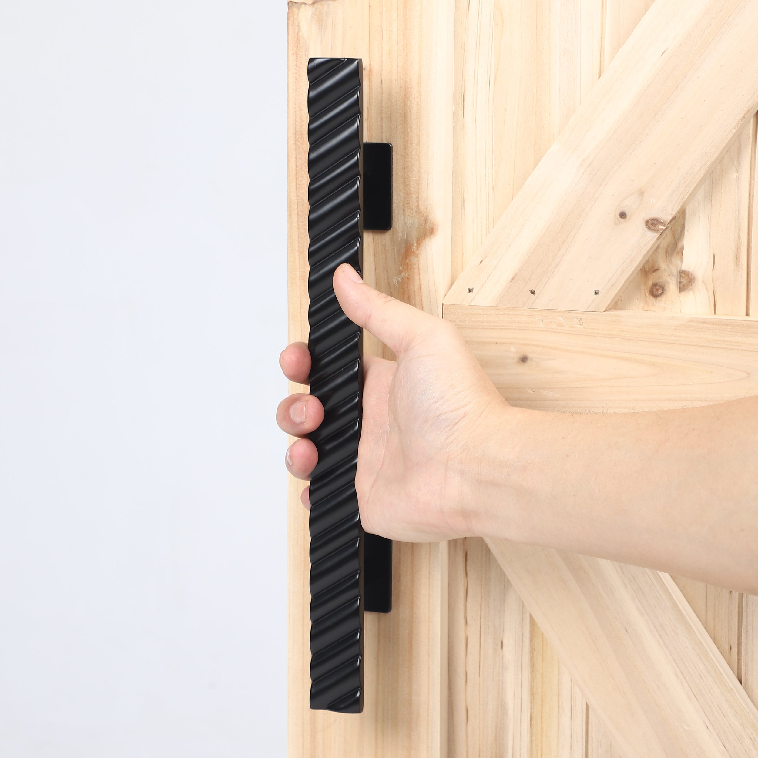 Heavy Duty Solid Brass 12" Pull and Flush Barn Door Handles Set- Black