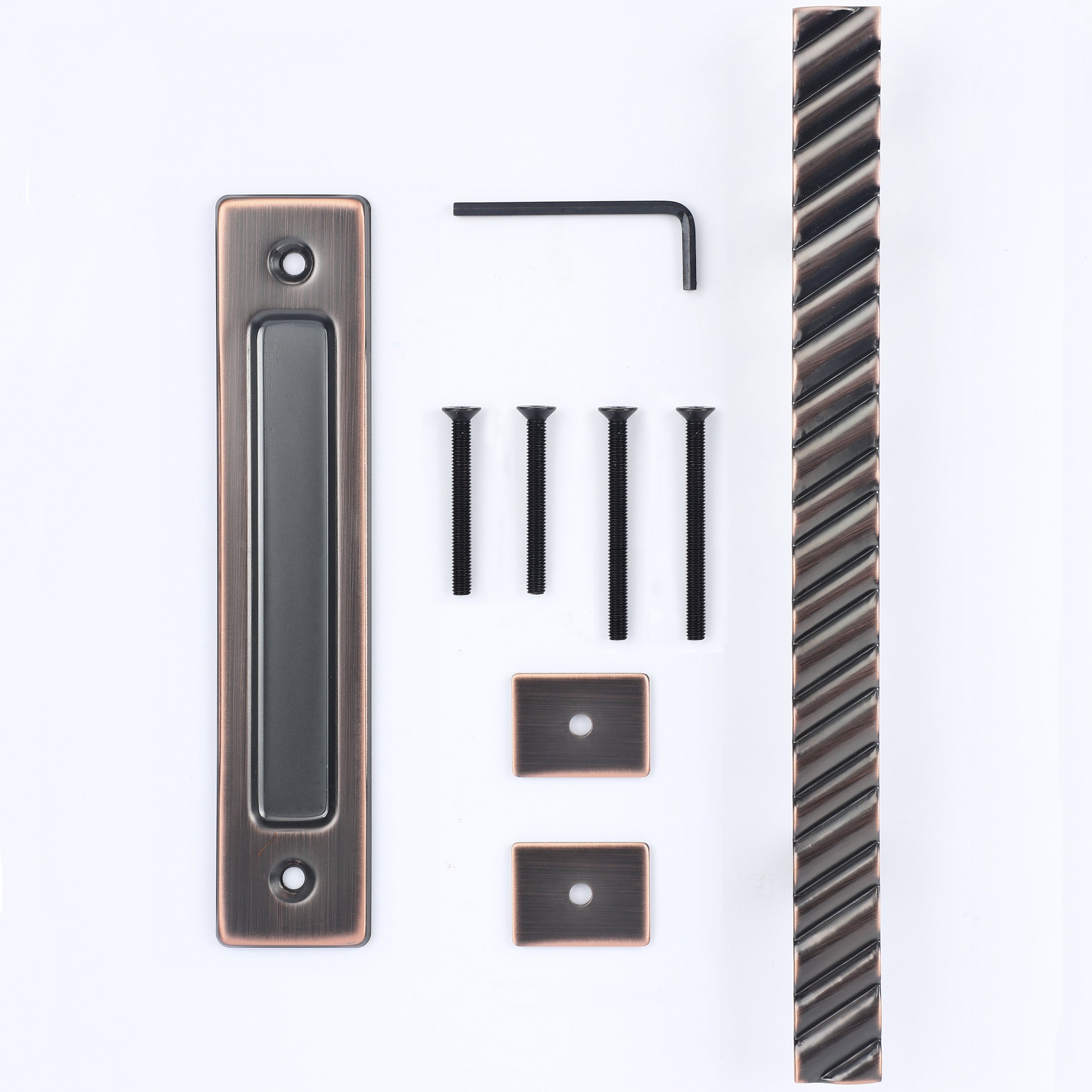 Heavy Duty Solid Brass 12" Pull and Flush Barn Door Handles Set