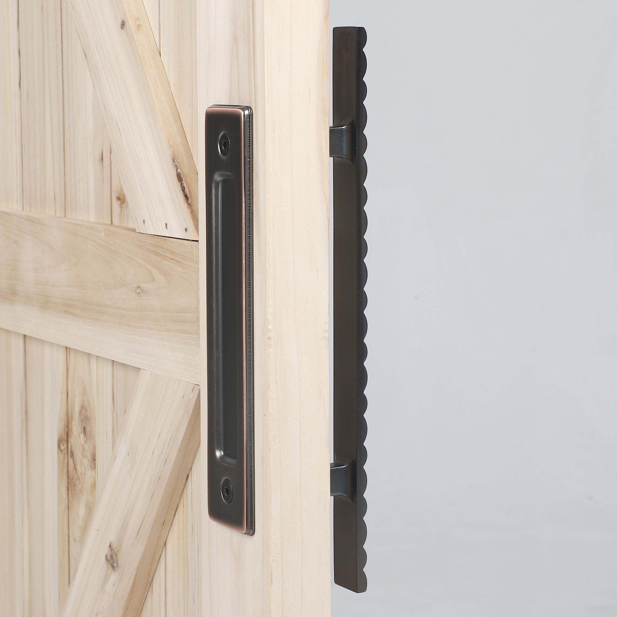 Heavy Duty Solid Brass 12" Pull and Flush Barn Door Handles Set