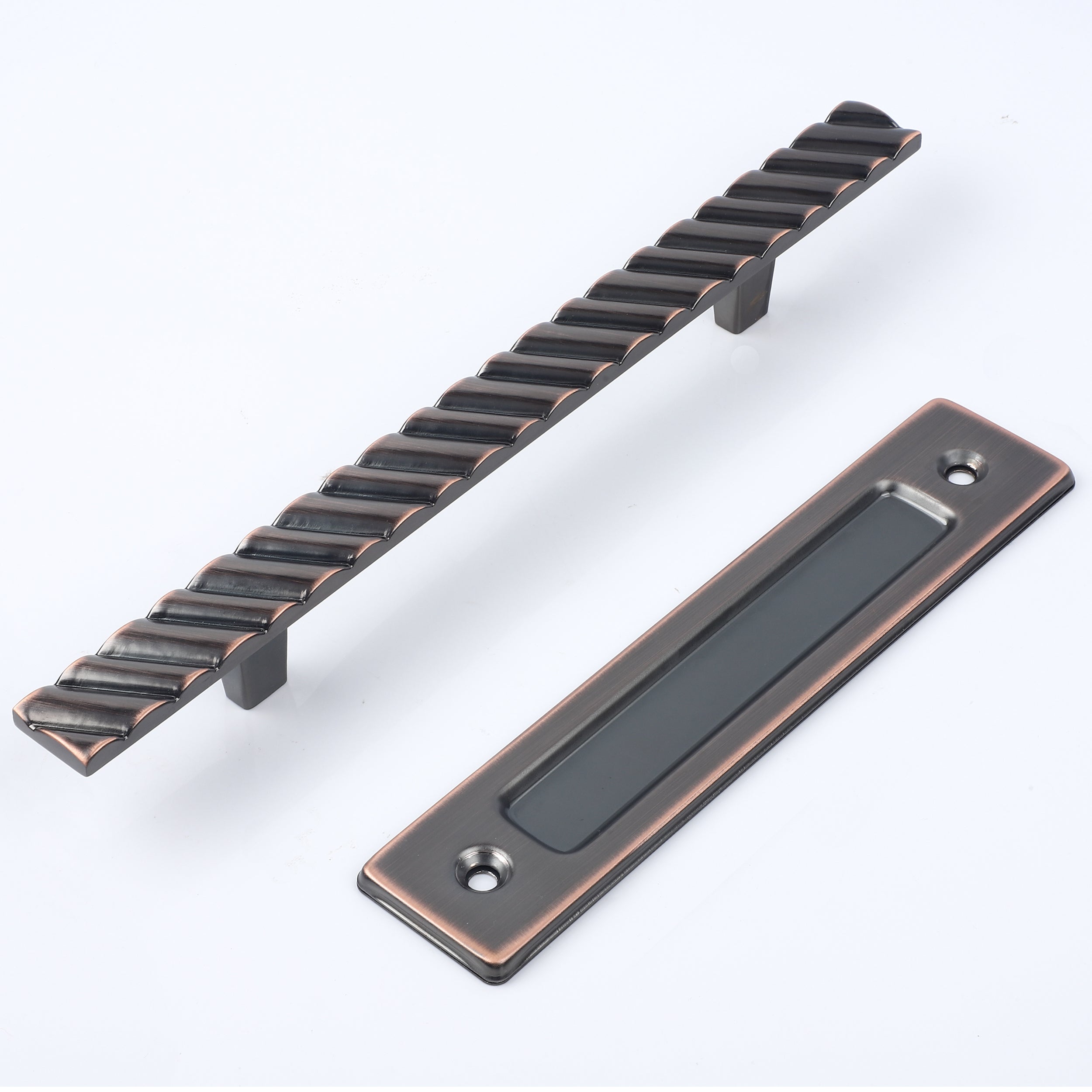 Heavy Duty Solid Brass 12" Pull and Flush Barn Door Handles Set