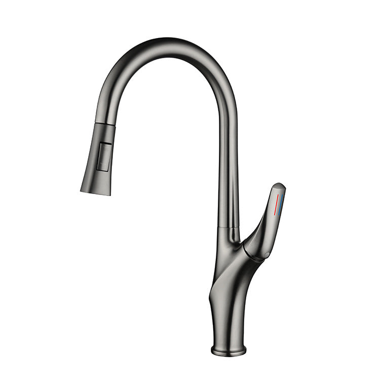 Küchenarmatur mit Pull-Down-Sprayer für heißes und kaltes Wasser aus massivem Messing