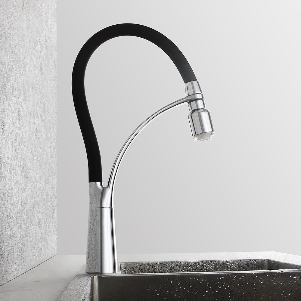 Brass Single Handle Pull Down Sprayer Kitchen Faucet, with LED Light