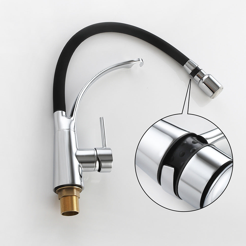 Brass Single Handle Pull Down Sprayer Kitchen Faucet, with LED Light