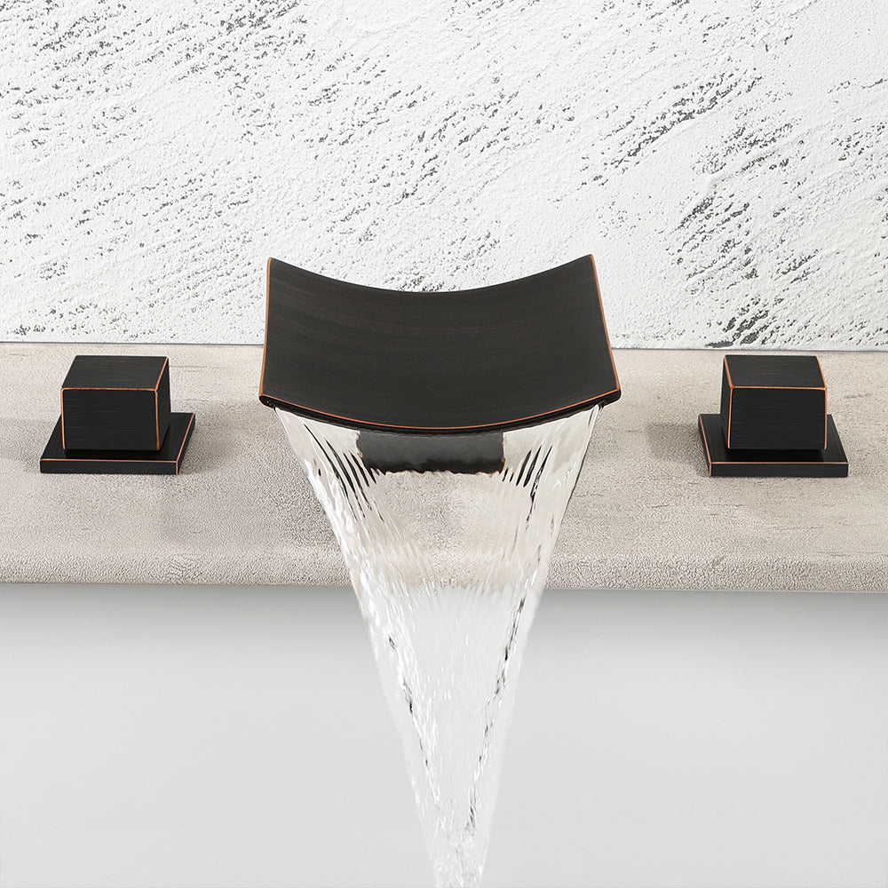 Waterfall Brass 3 Holes Bathroom Faucets with 2 Handles