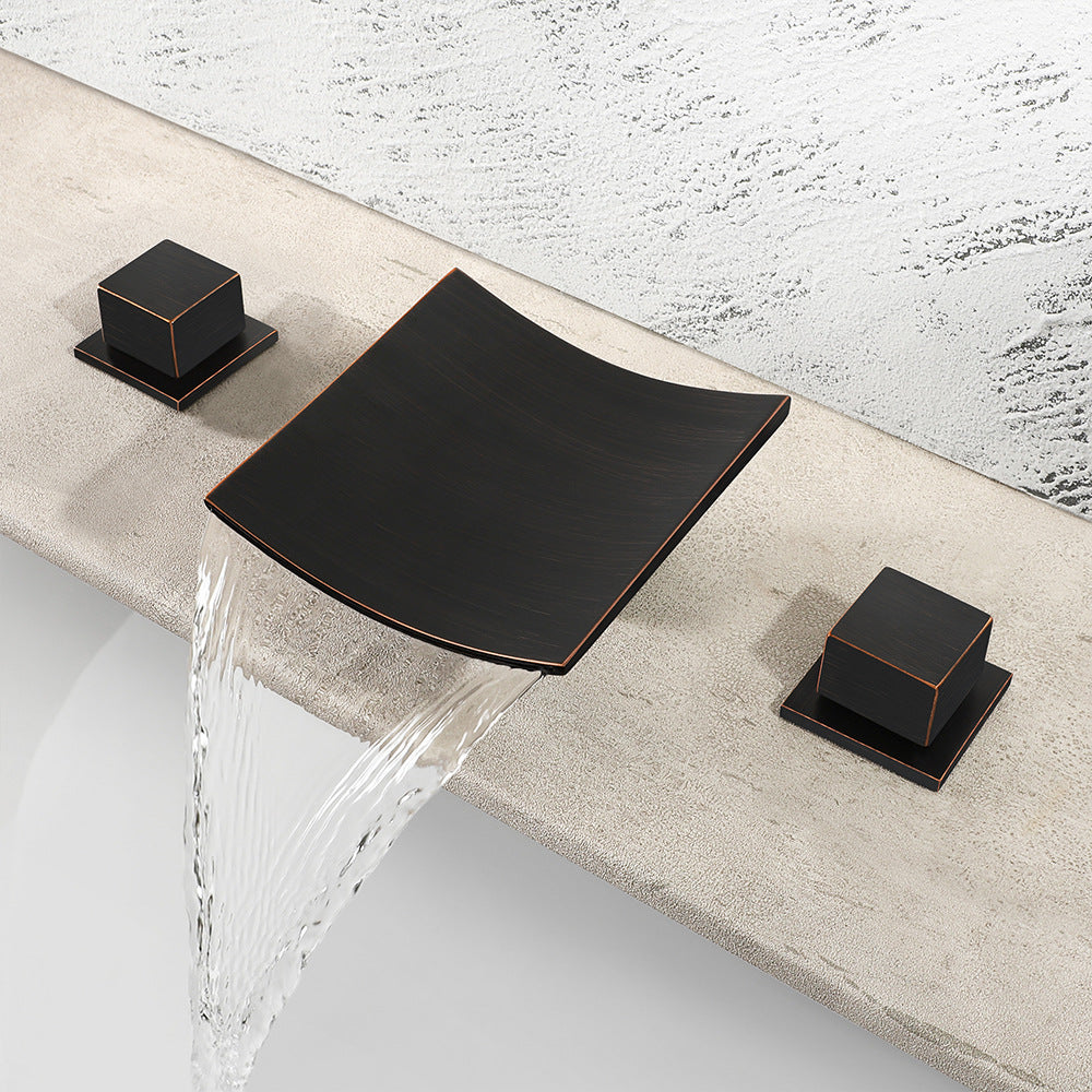 Waterfall Brass 3 Holes Bathroom Faucets with 2 Handles