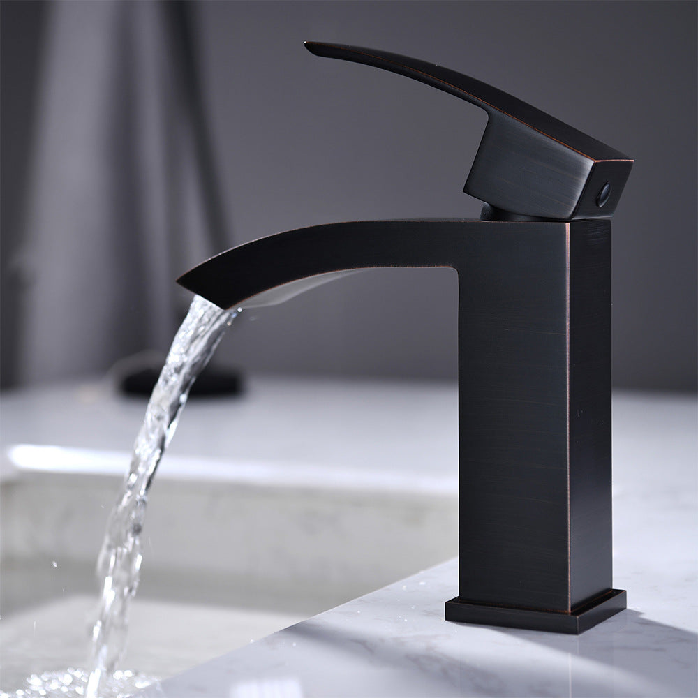 Brass Square Hot and Cold Water Bathroom Faucet