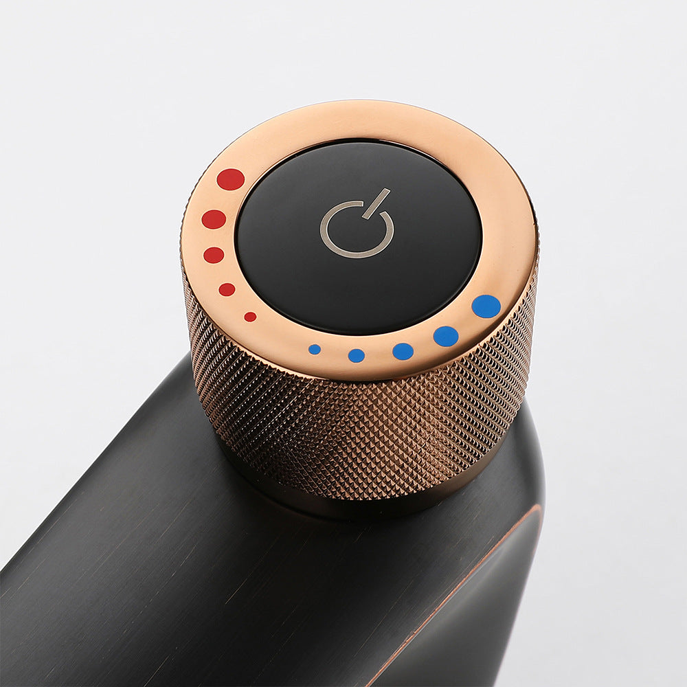 Brass Bathroom Hot and Cold Water Faucet with Rotary Button