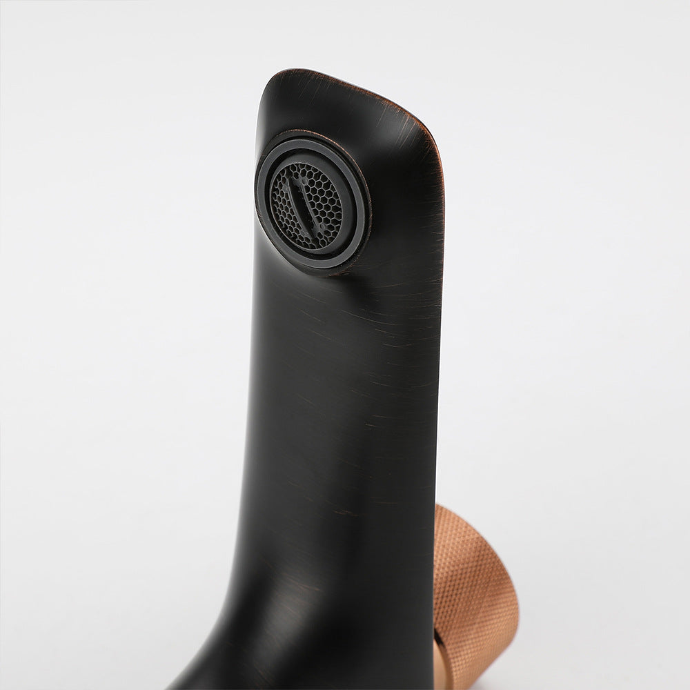 Brass Bathroom Hot and Cold Water Faucet with Rotary Button