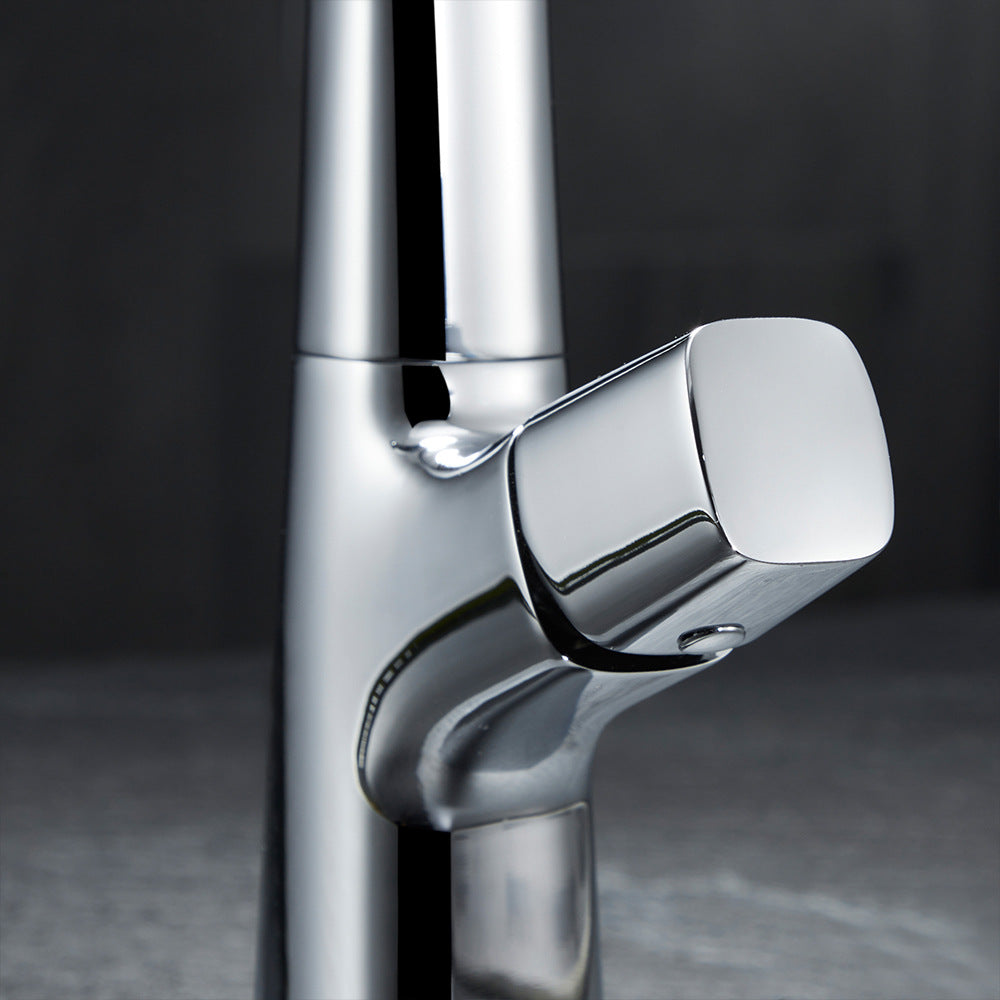 Full Brass Hot and Cold Water Lifting and Pull Down Bathroom Faucet