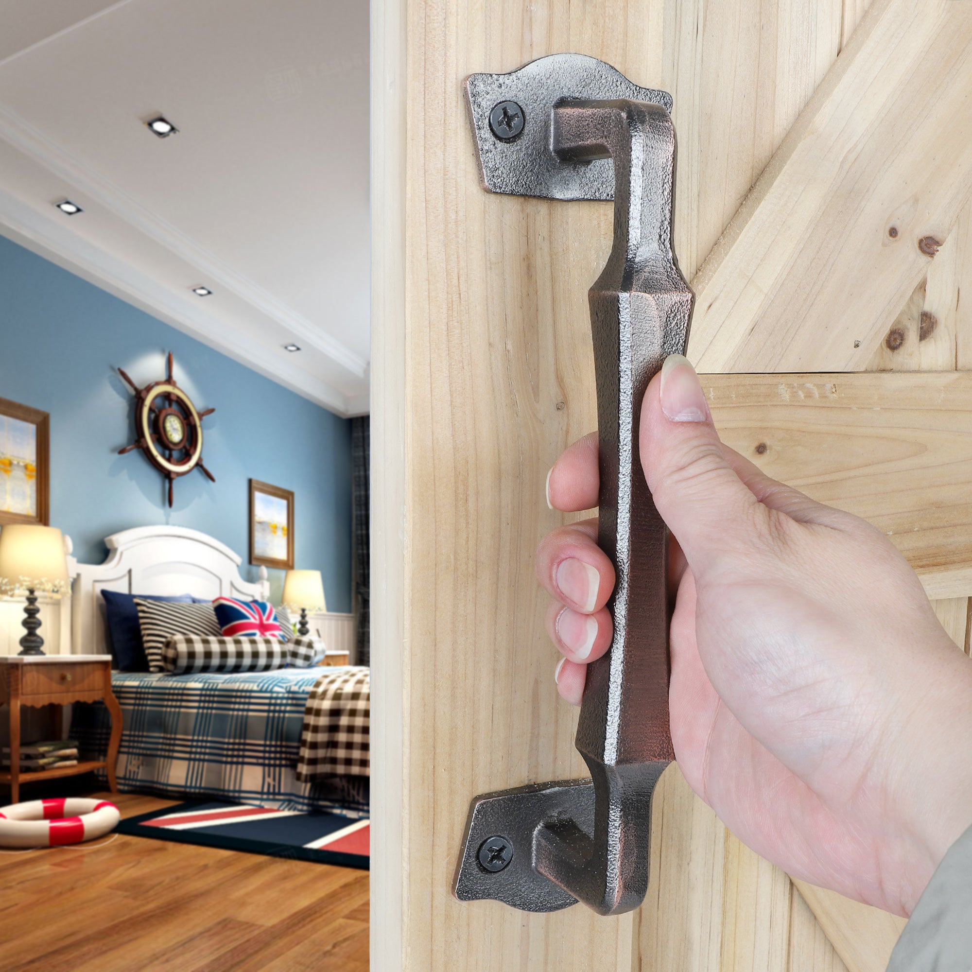 Heavy Duty 10 Inch Sliding Barn Door Handles for DIY Sliding Barn Door, Gate, Shed, Garage - ORB