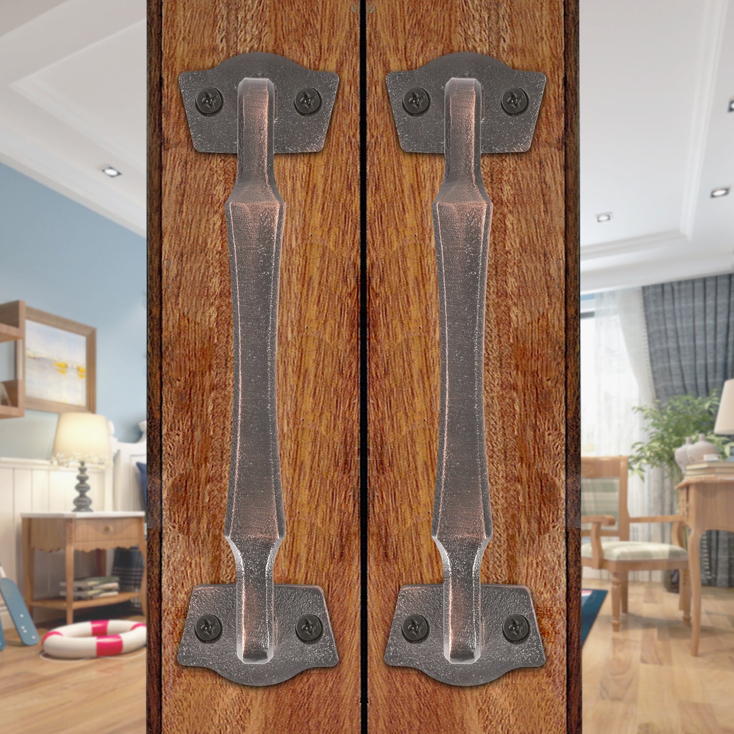 Heavy Duty 10 Inch Sliding Barn Door Handles for DIY Sliding Barn Door, Gate, Shed, Garage - ORB