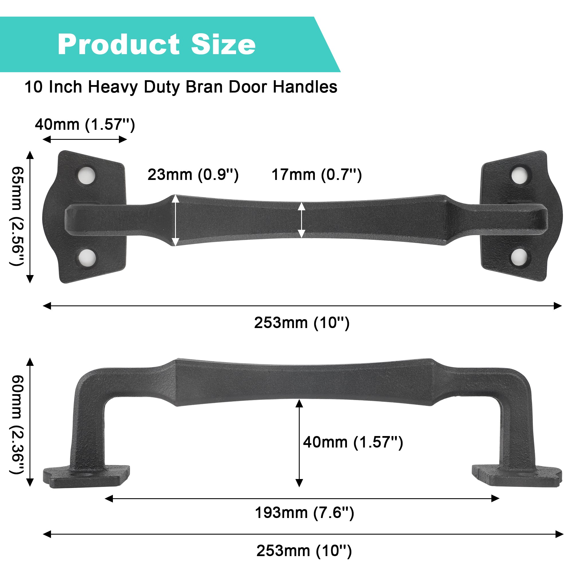 Heavy Duty 10 Inch Sliding Barn Door Handles for DIY Sliding Barn Door, Gate, Shed, Garage - Matte Black