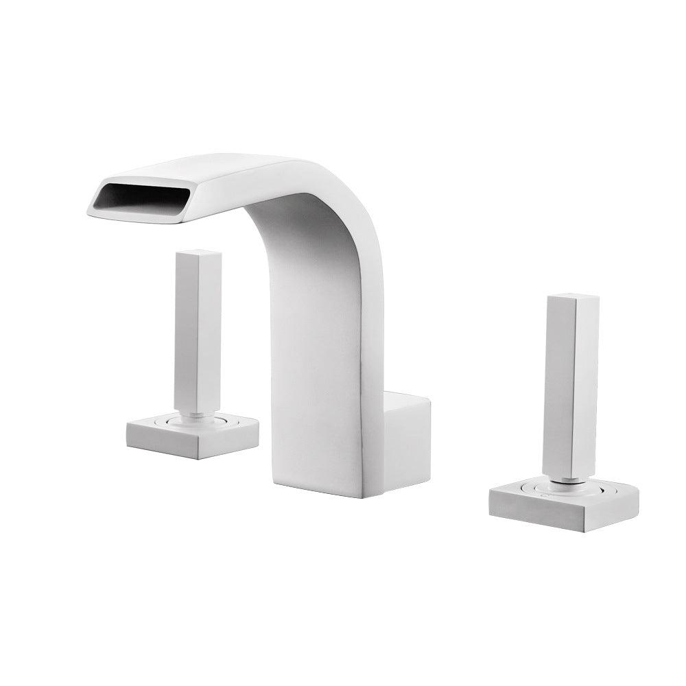 Brass Waterfall Basin Faucet with Dual Control of Cold and Hot Handles