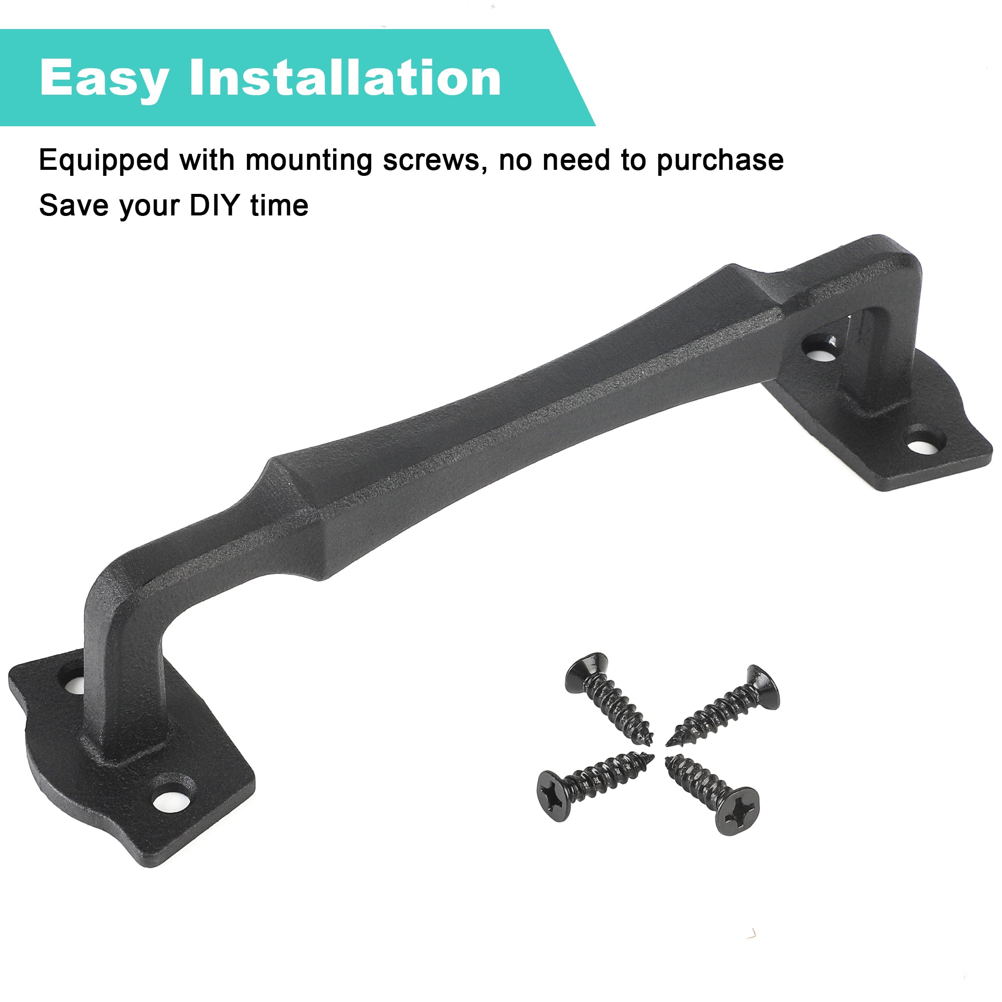 Heavy Duty 10 Inch Sliding Barn Door Handles for DIY Sliding Barn Door, Gate, Shed, Garage - Matte Black