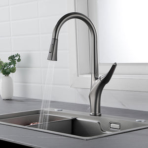 Solid Brass Hot and Cold Water Pull Down Sprayer Kitchen Faucet