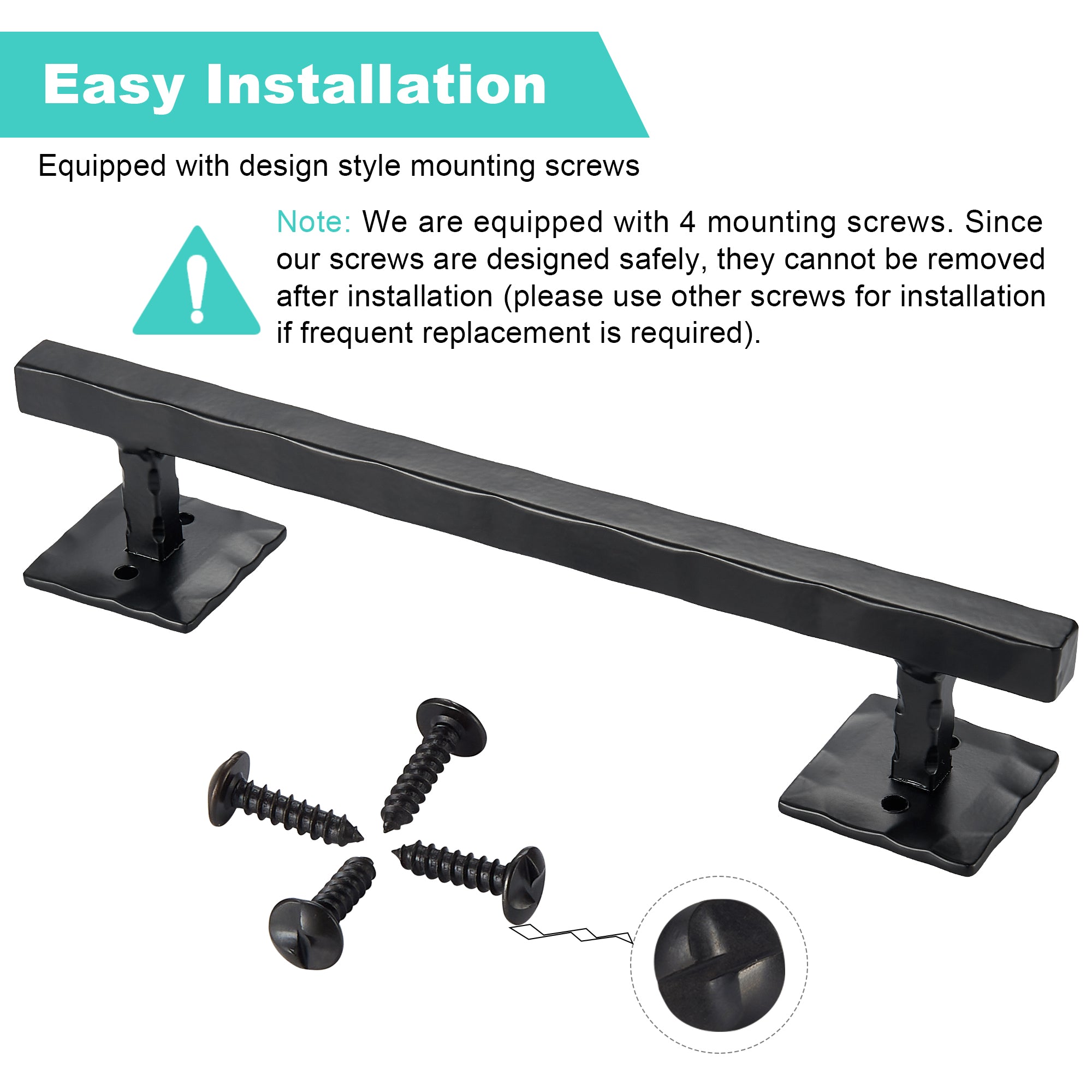 Euntenr Heavy Duty 12" Square Solid Rustic Barn Door Handles