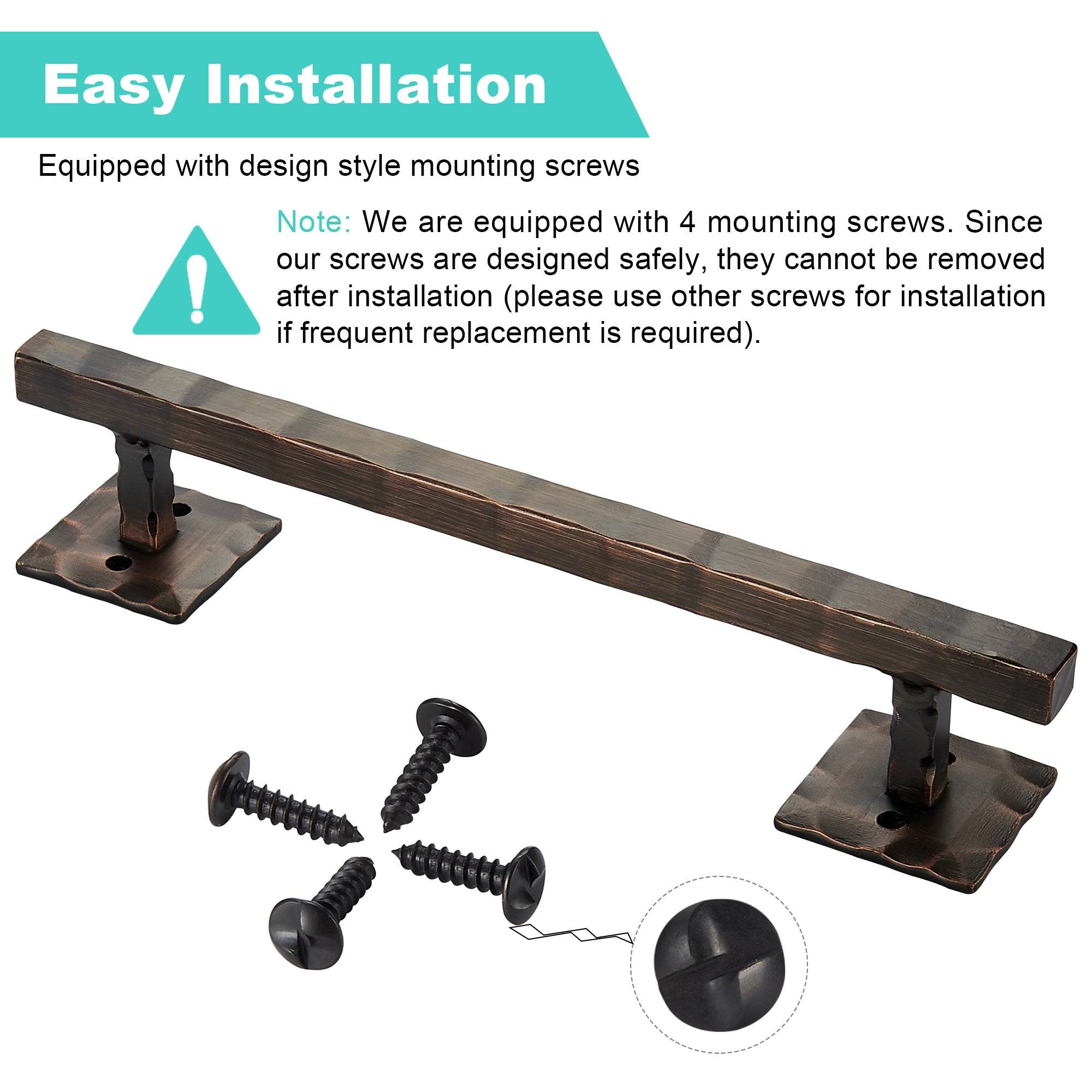 Heavy Duty 12" Rustic Square Solid Barn Door Handles ORB