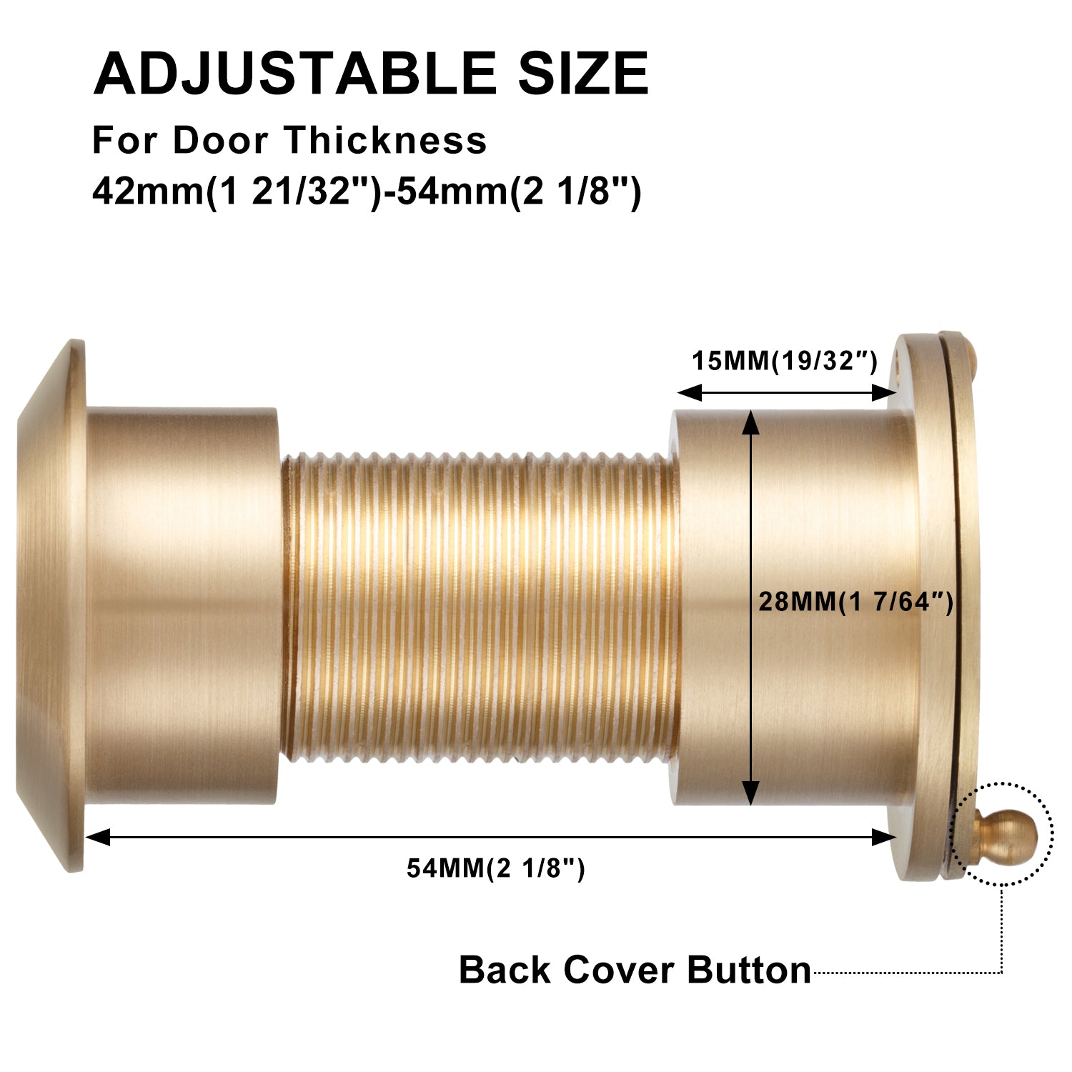 Solid Brass Security Peek Peepholes for Front Door - Gold