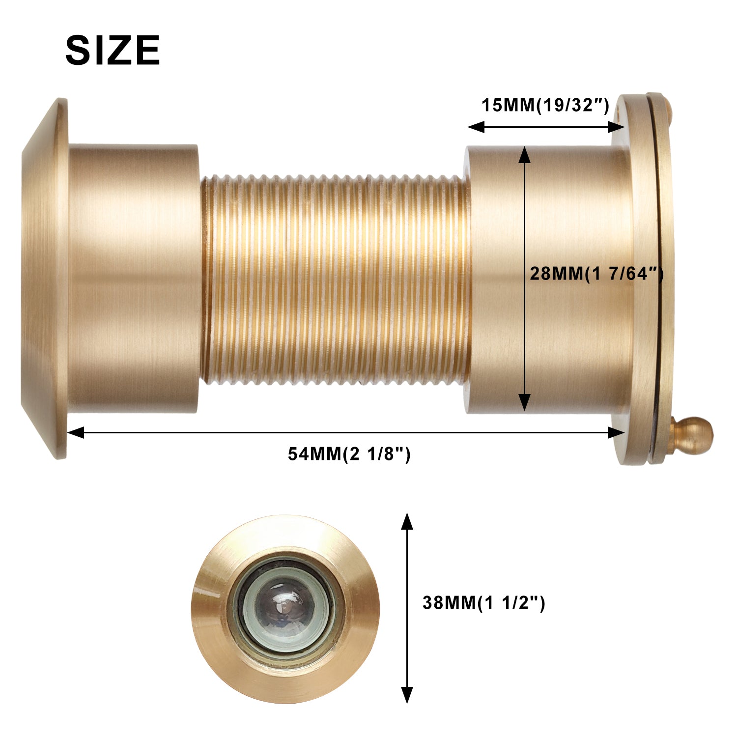 Solid Brass Security Peek Peepholes for Front Door - Gold