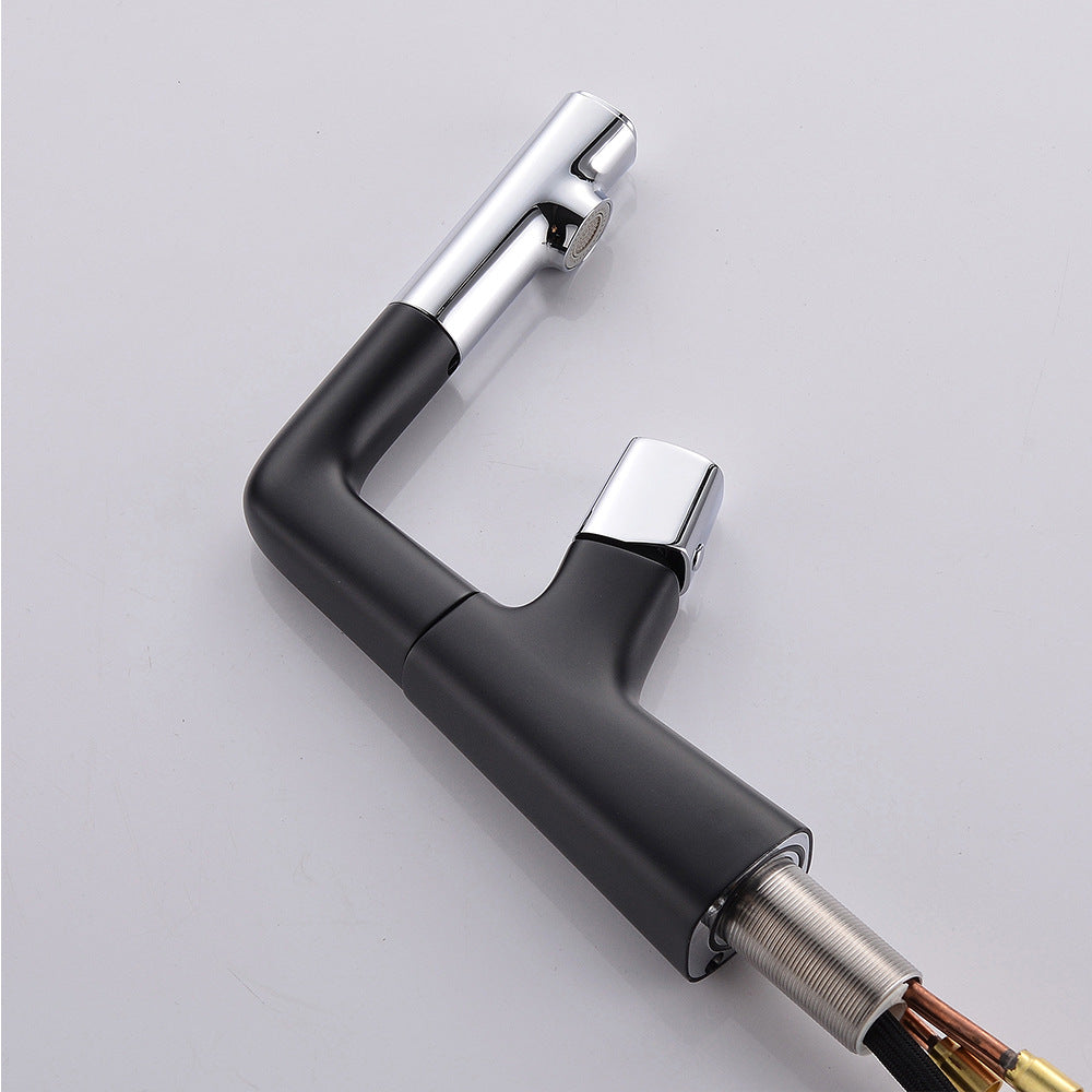 Full Brass Hot and Cold Water Lifting and Pull Down Bathroom Faucet