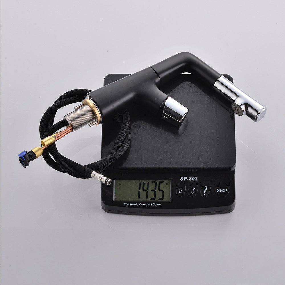 Full Brass Hot and Cold Water Lifting and Pull Down Bathroom Faucet