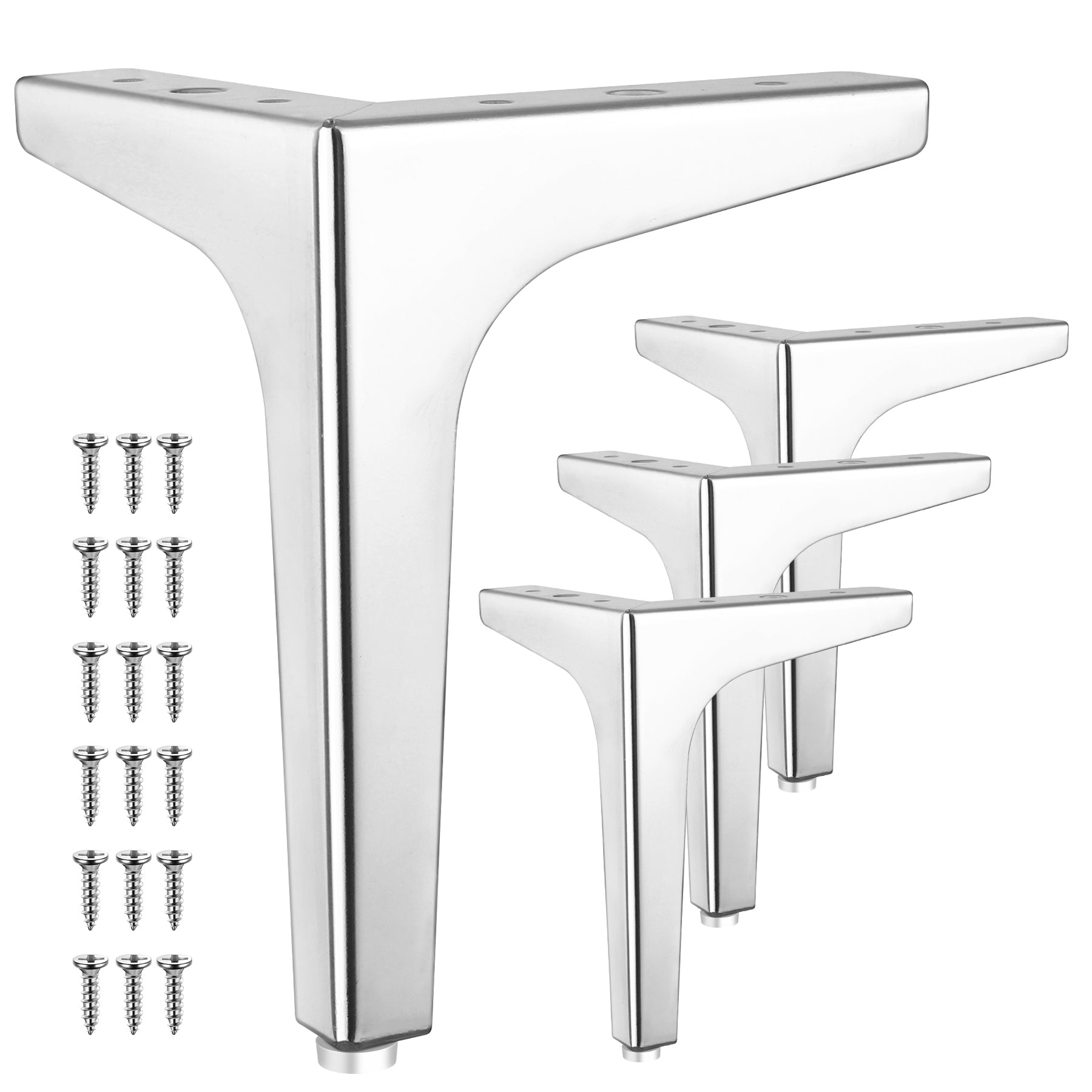 Eumtenr 4 Inch Solid Metal Furniture Legs, Polished Chrome (Set of 4)