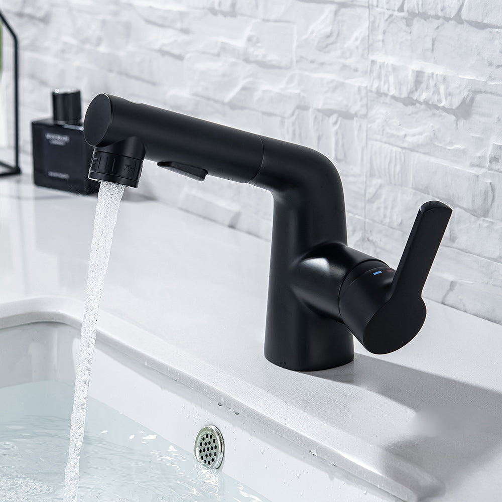 Eumtenr Full Brass Hot and Cold Water Pull Down Bathroom Faucet One Cl