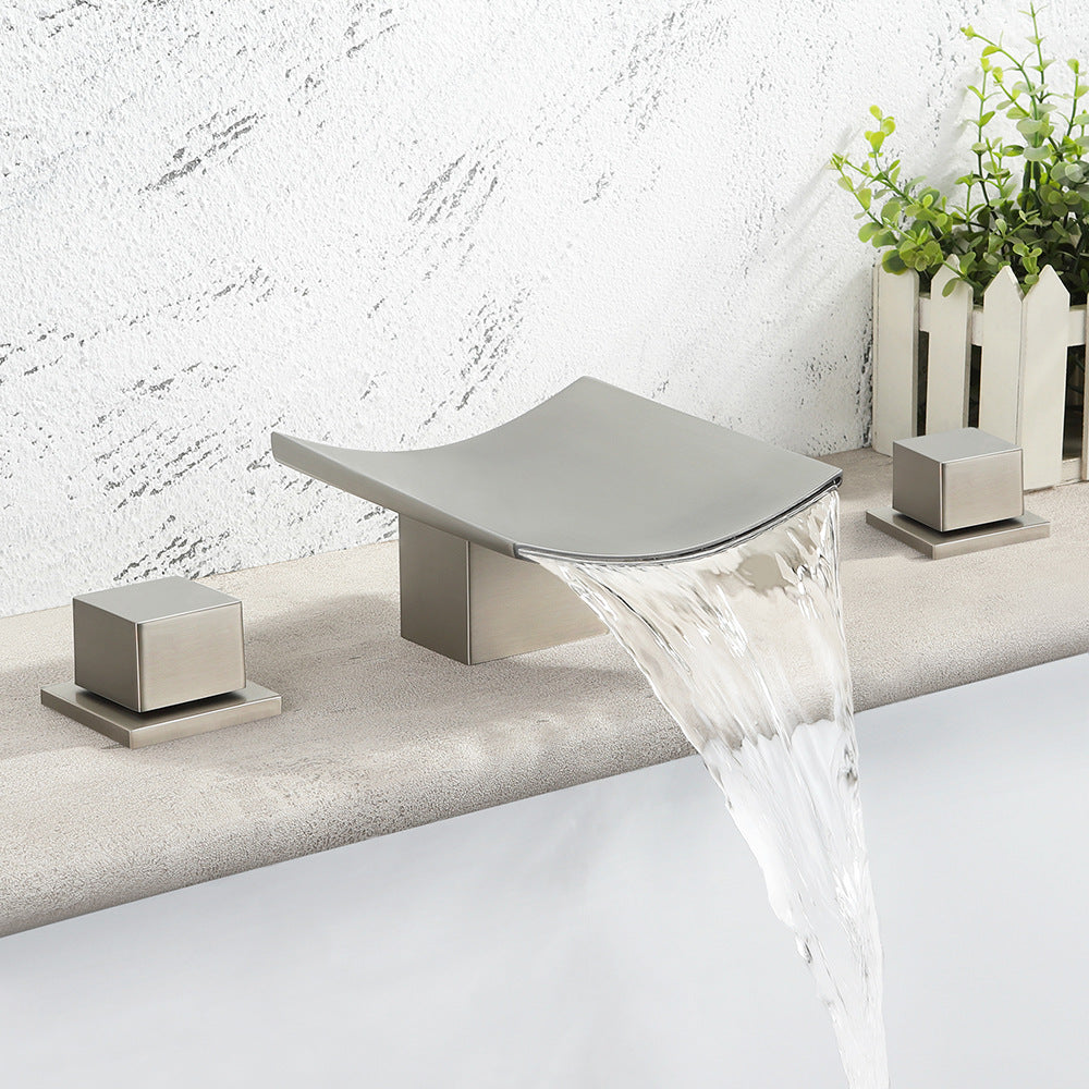 Waterfall Brass 3 Holes Bathroom Faucets with 2 Handles