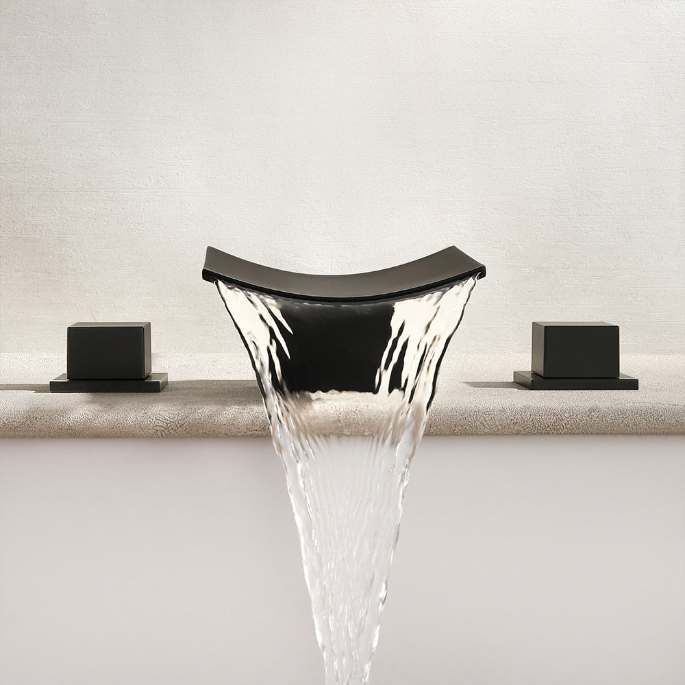 Waterfall Brass 3 Holes Bathroom Faucets with 2 Handles