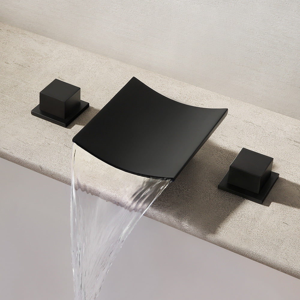 Waterfall Brass 3 Holes Bathroom Faucets with 2 Handles