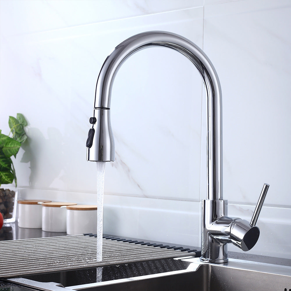 Eumtenr Brass Pulling and Retracting Kitchen Faucet with Hot and Cold Water