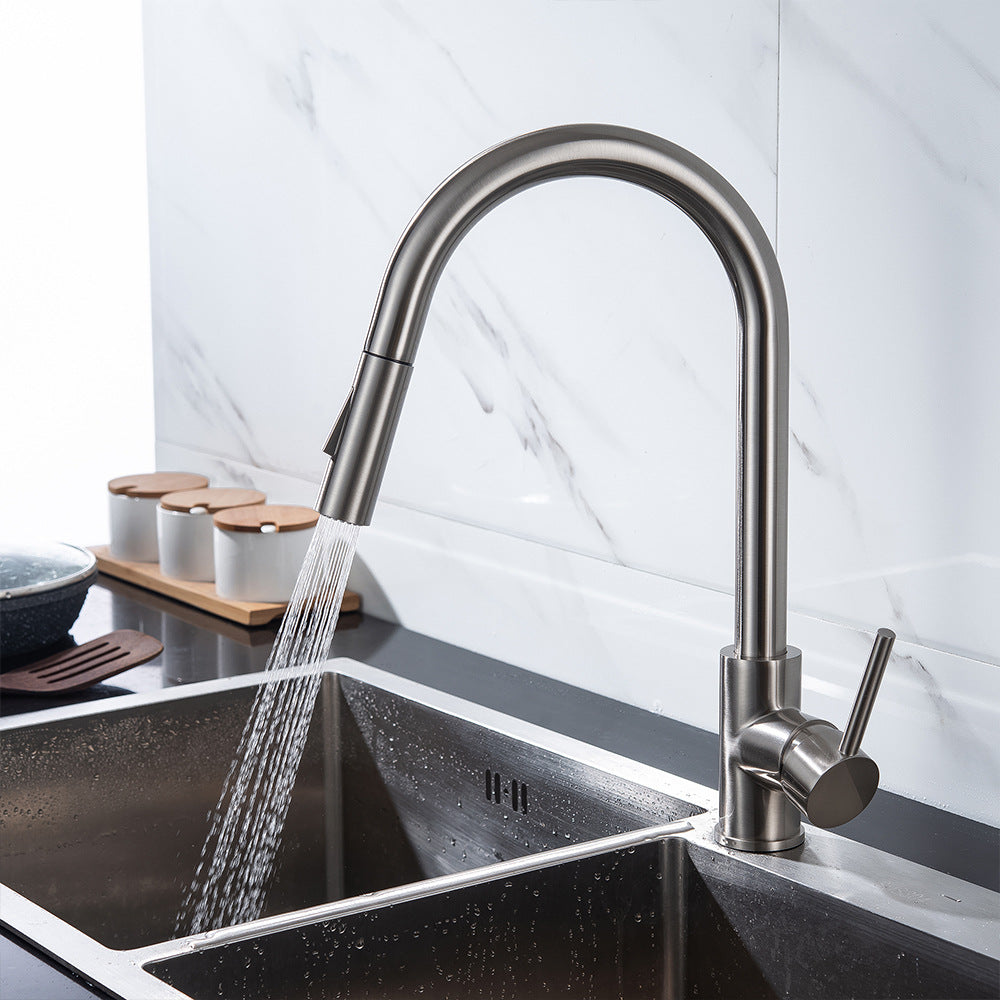 Eumtenr All Brass Single Hole Pull Down Sprayer Kitchen Faucet