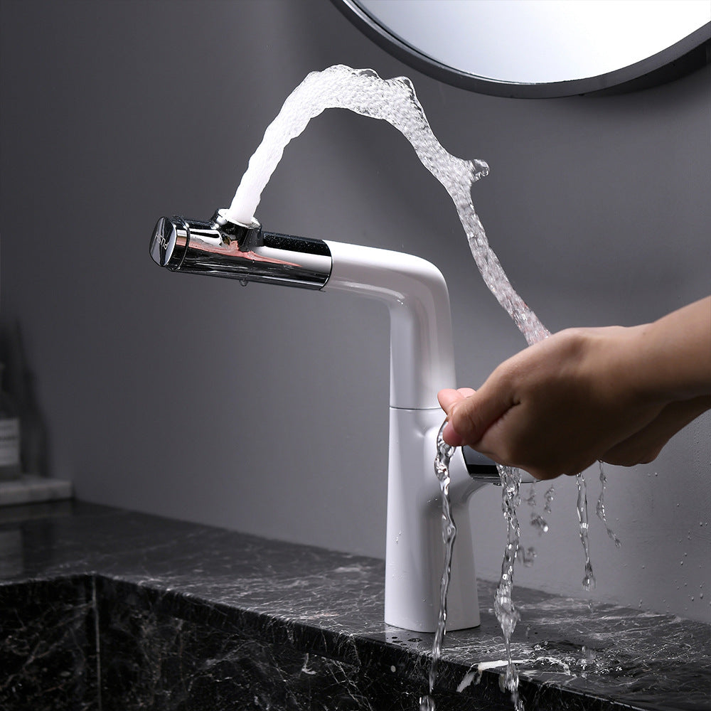 Full Brass Hot and Cold Water Lifting and Pull Down Bathroom Faucet
