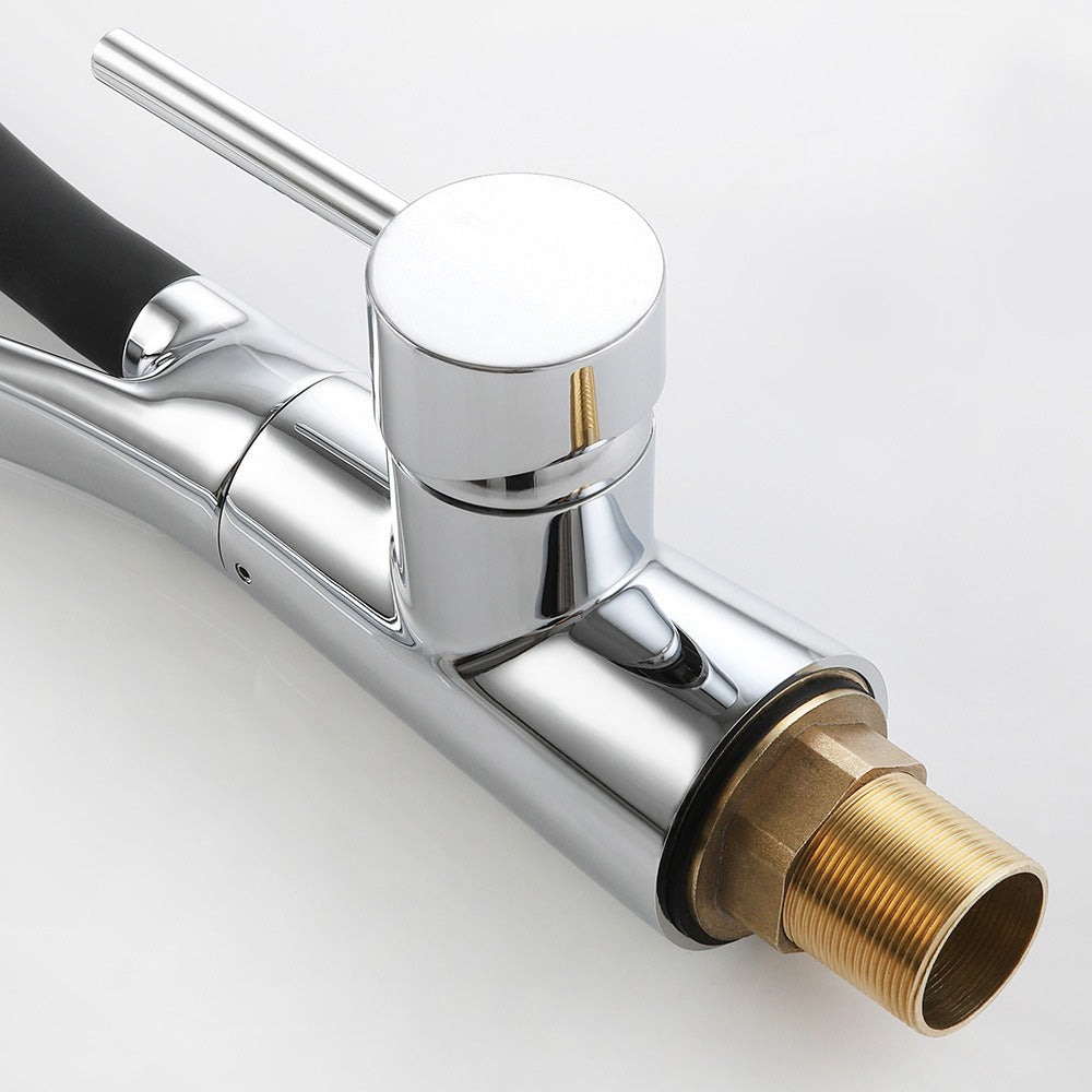 Brass Single Handle Pull Down Sprayer Kitchen Faucet, with LED Light