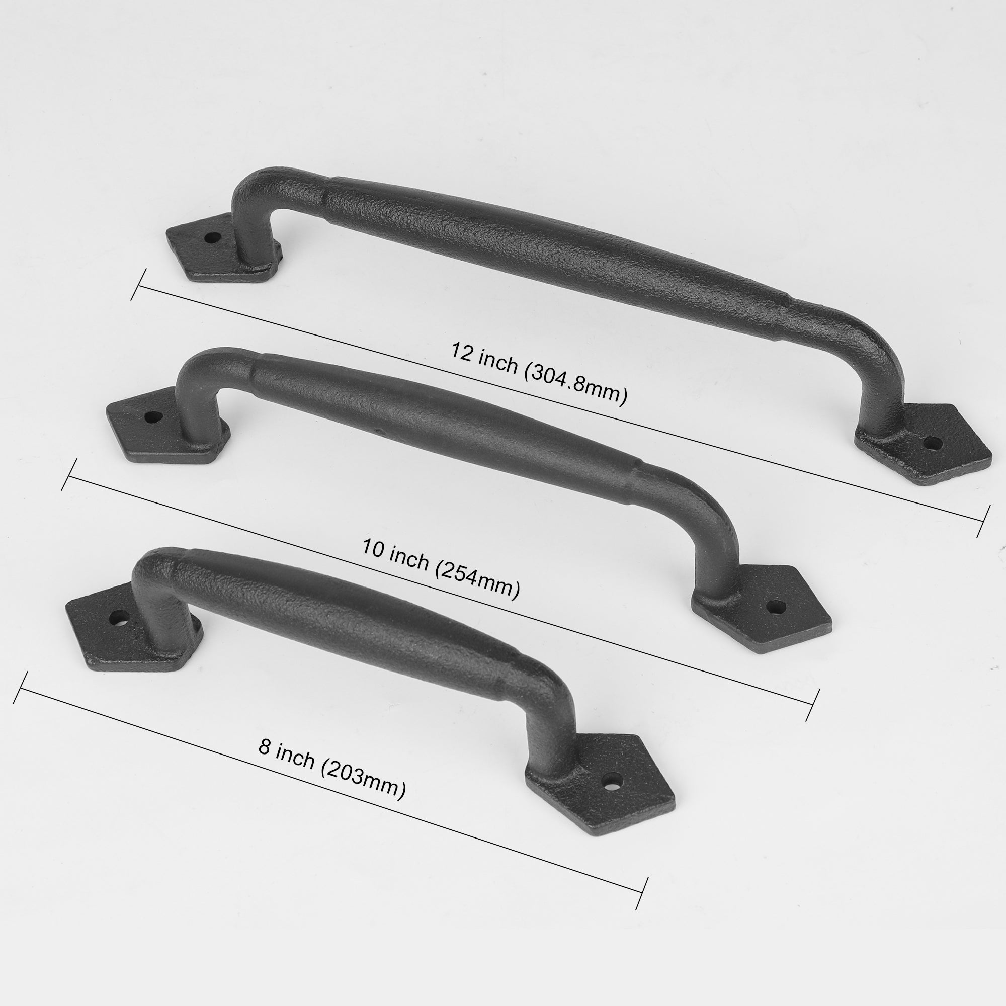 Euntenr Heavy Duty 12" Round Solid Rustic Barn Door Handles, Matte Black