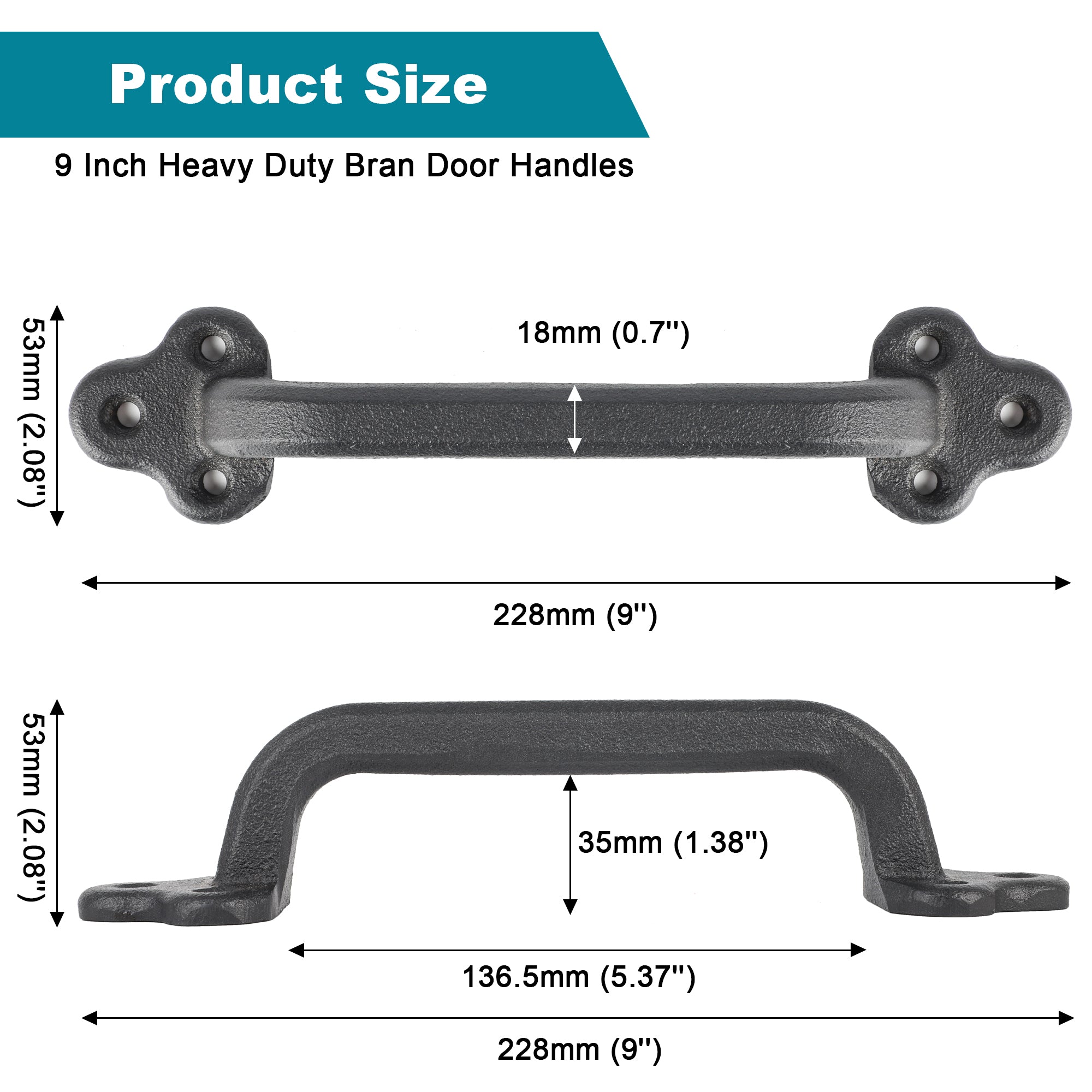 9 Inch Rustic Barn Door Handle for DIY Sliding Barn Door, Gate, Shed, Garage